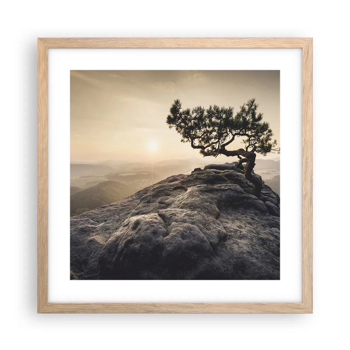 Poster in einem Rahmen aus heller Eiche - Das Leben gewinnt immer - 40x40 cm