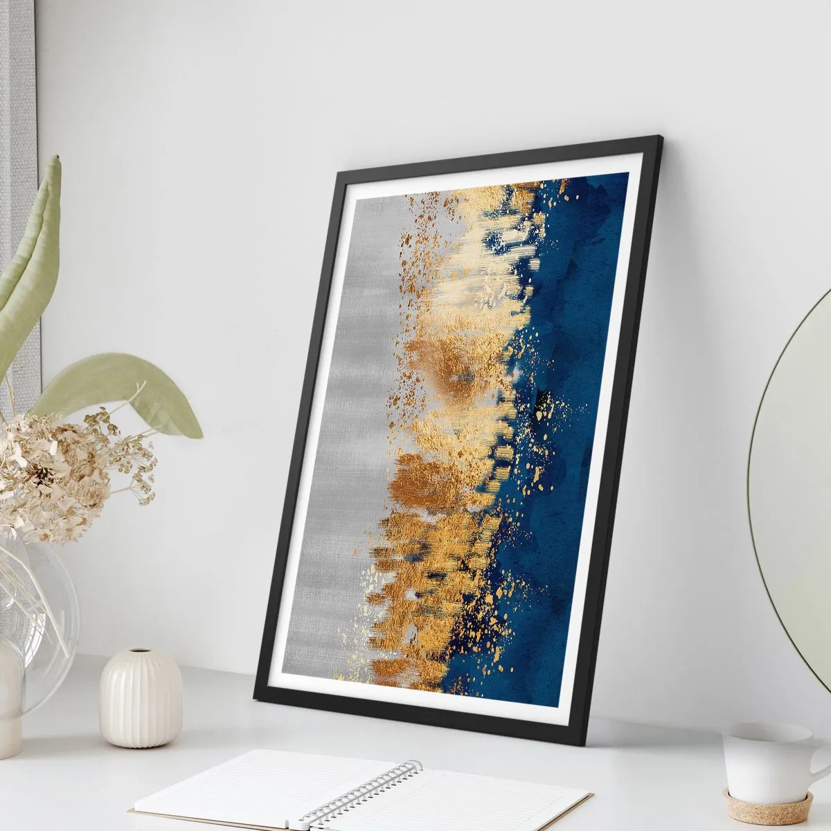 Poster in einem schwarzem Rahmen - Moderne Komposition mit Glanz - 30x40 cm