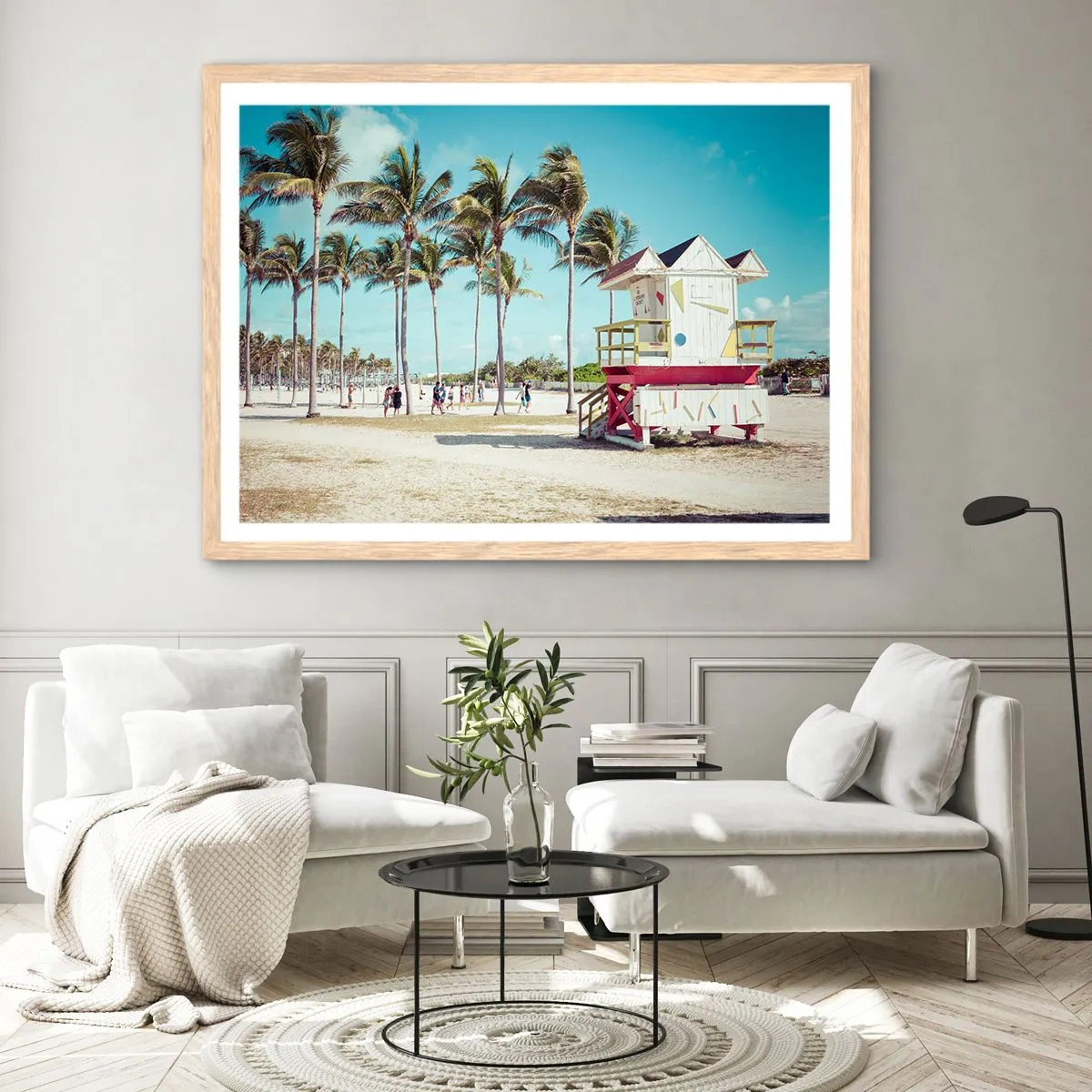 Poster in einem Rahmen aus heller Eiche - Dir steht ein schöner Tag bevor - 70x50 cm