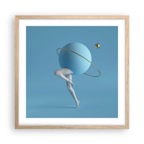 Poster in einem Rahmen aus heller Eiche - Und die Planeten spielen verrückt - 50x50 cm