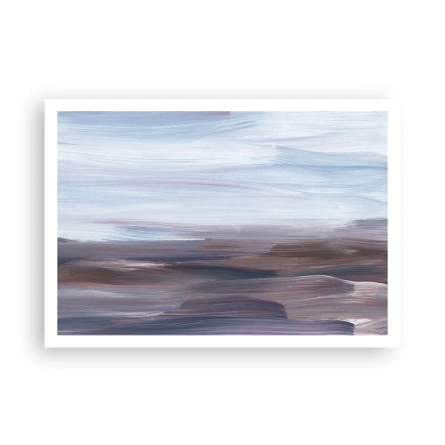 Poster - Eine subtile Abstraktion mit zarten Strichen in Pastelltönen. - 100x70cm - Elemente: Wasser - Moderne Wanddekoration für Wohnzimmer und Schlafzimmer ARTTOR