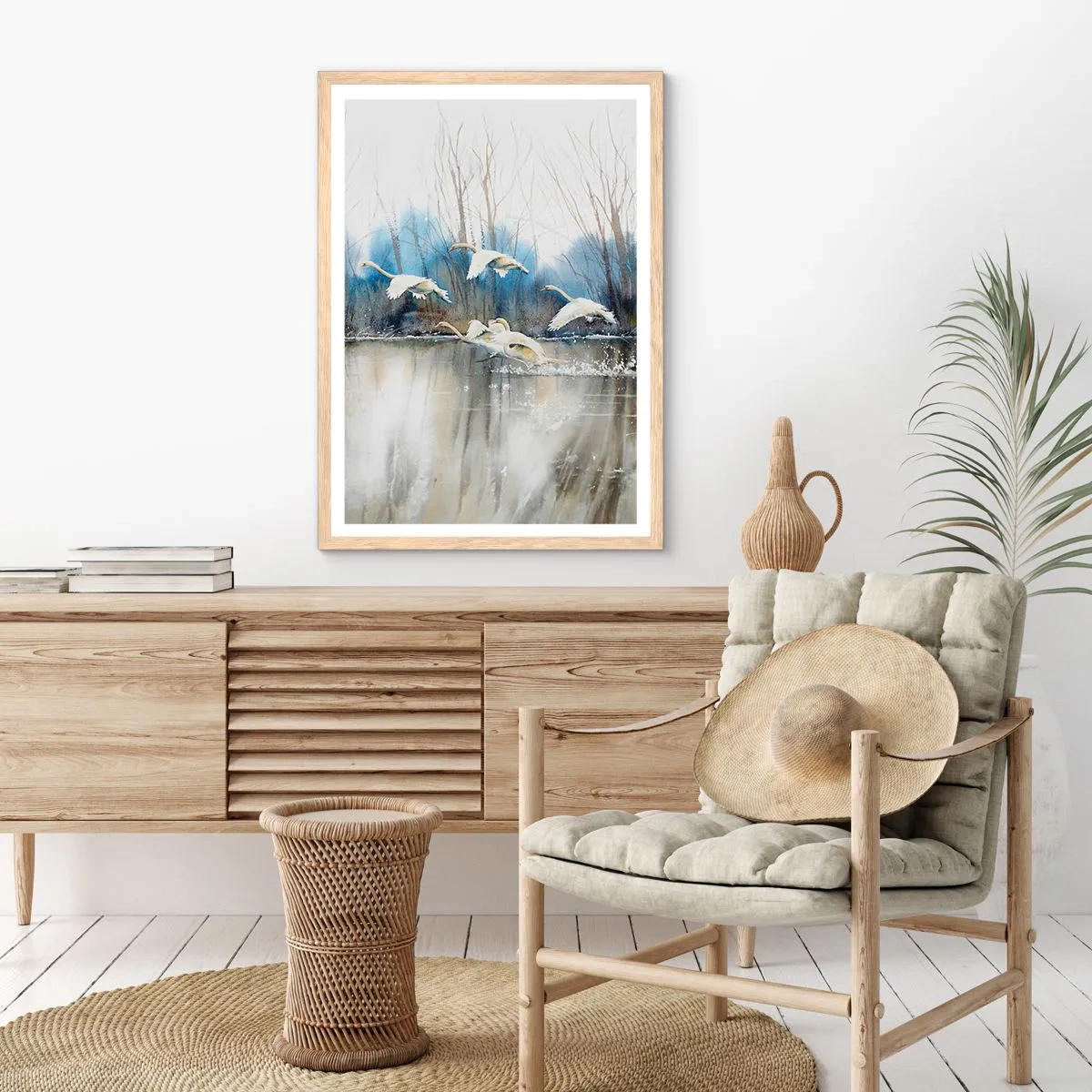 Poster in einem Rahmen aus heller Eiche - Wie im Märchen von den wilden Schwänen - 70x100 cm