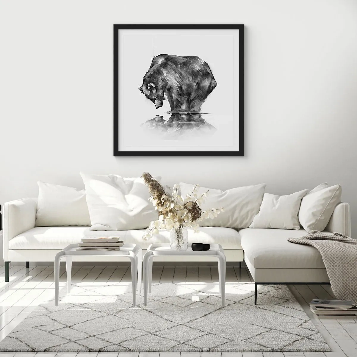 Poster in einem schwarzem Rahmen - Schön, jemanden in der Nähe zu sehen - 50x50 cm