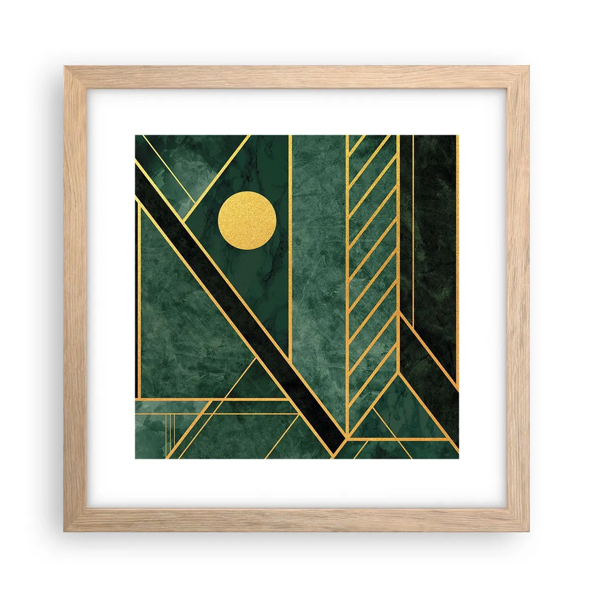 Poster in einem Rahmen aus heller Eiche - Dynamik von Gold und Azurblau - 30x30 cm