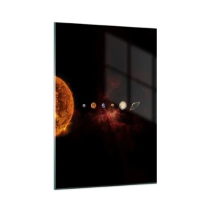 Glasbild - Bild auf glas - Das Sonnensystem mit Planeten vor dem Hintergrund des Weltraums - 70x100cm - Unsere Nachbarschaft - Moderne Wanddekoration für Wohnzimmer und Schlafzimmer ARTTOR