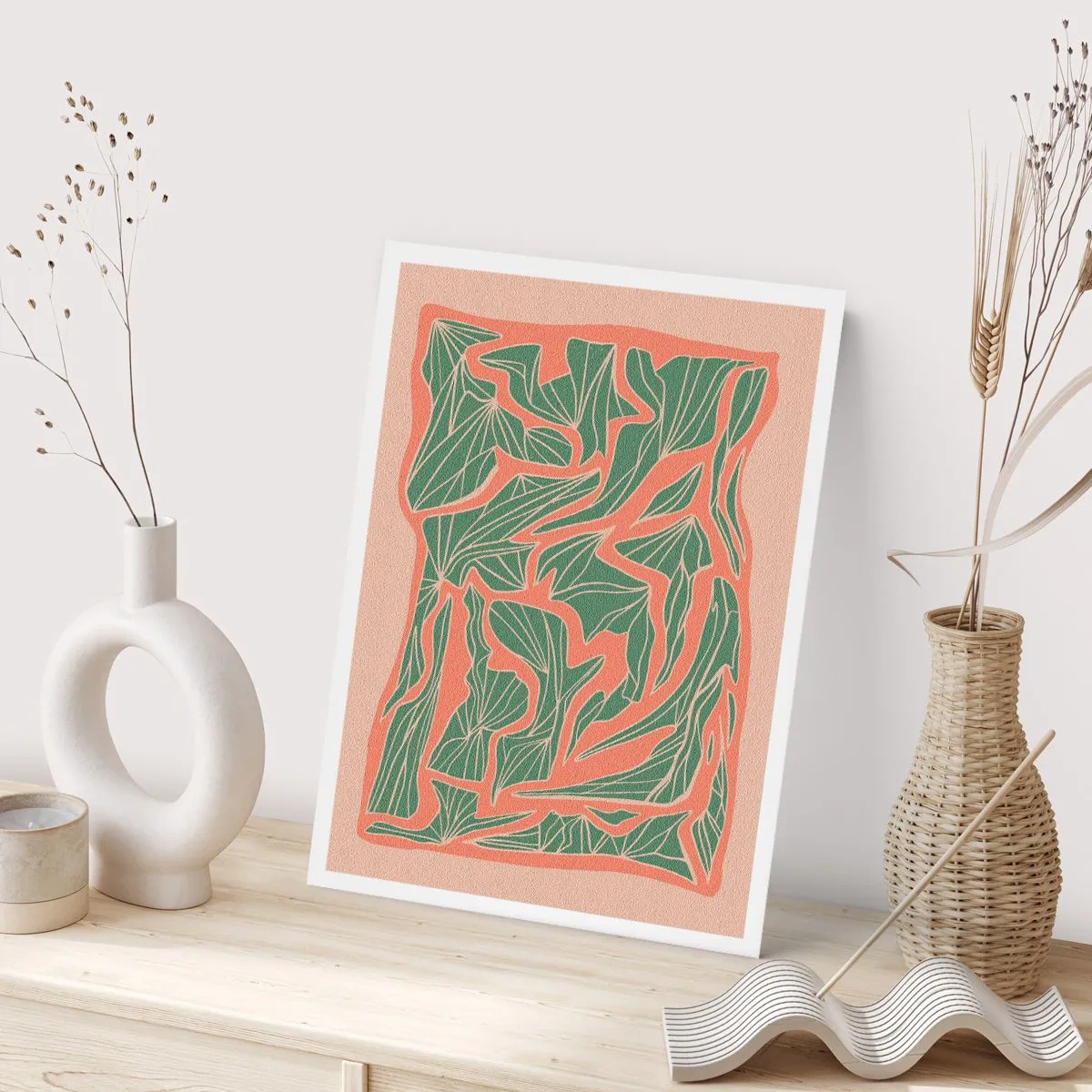 Poster - Kampf zwischen Korallen und Grün - 70x100 cm