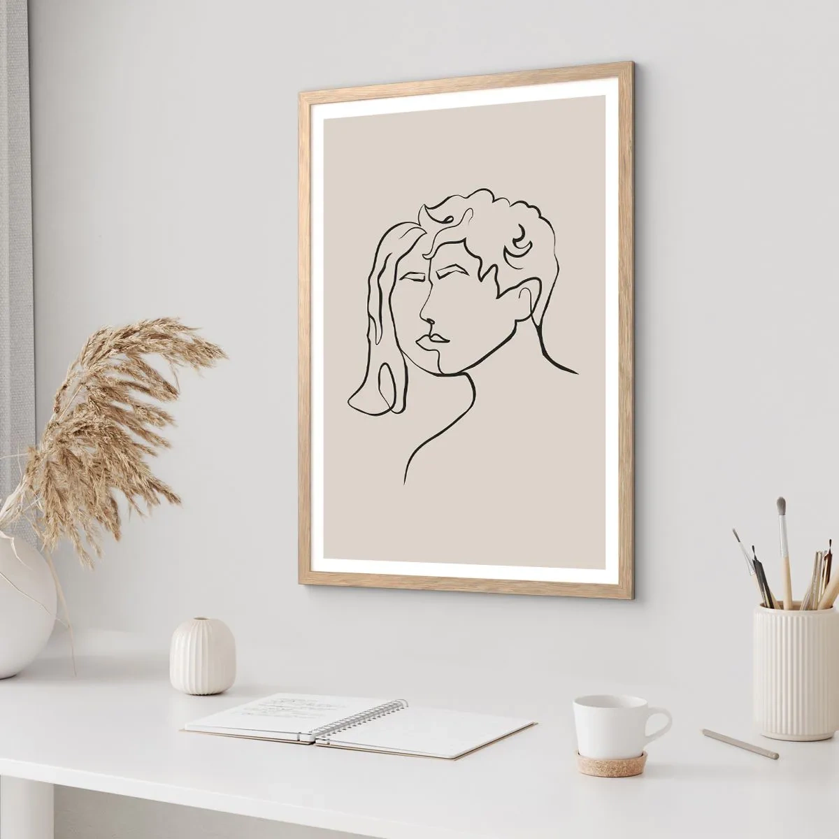 Poster in einem Rahmen aus heller Eiche - Und es wurde Einheit - 30x40 cm