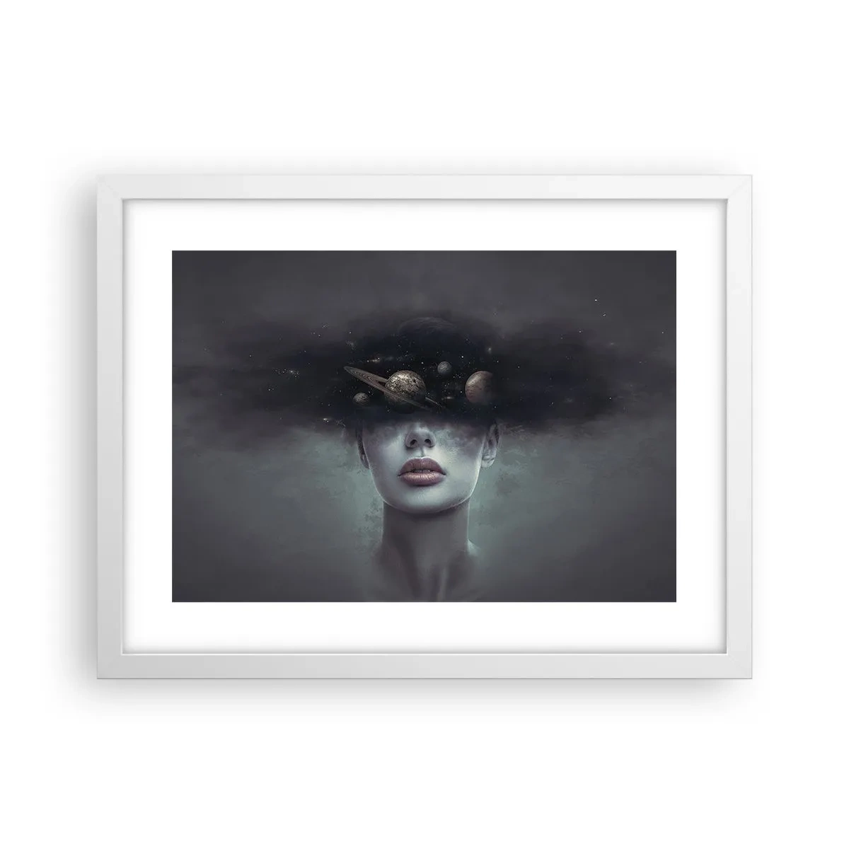 Poster in einem weißen Rahmen - Und die Planeten spielen verrückt ... - 40x30 cm