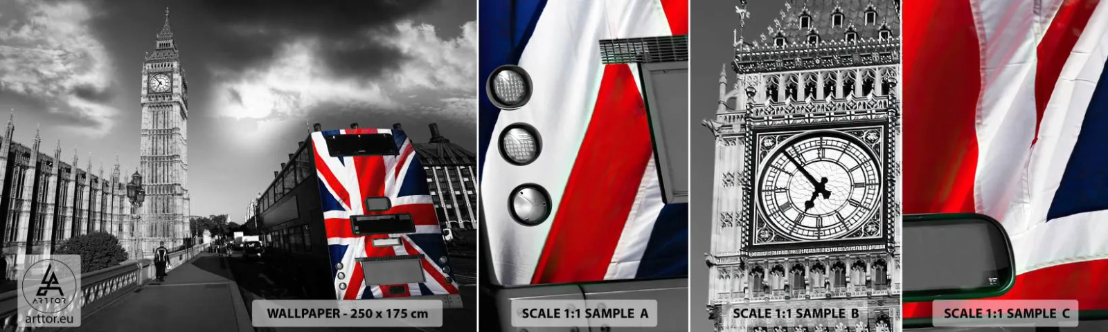 Fototapetenmuster Standard Eco - Stolz und toll - Stadt, London, Londoner Bus - 100x30 cm