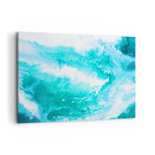 Bild auf Leinwand - Leinwandbild - Abstrakter Wirbel in Blautönen - 100x70cm - Im Kern des Elements - Moderne Wanddekoration für Wohnzimmer und Schlafzimmer ARTTOR