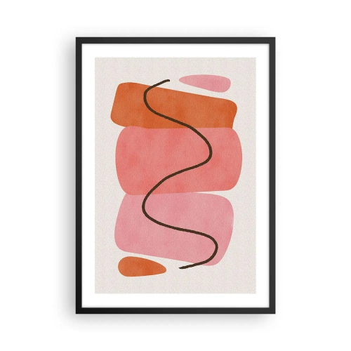 Poster in einem schwarzem Rahmen - Abstrakte Komposition geometrischer Formen - 50x70cm - Sanfte Bewegung der Formen - Moderne Wanddekoration für Wohnzimmer und Schlafzimmer ARTTOR