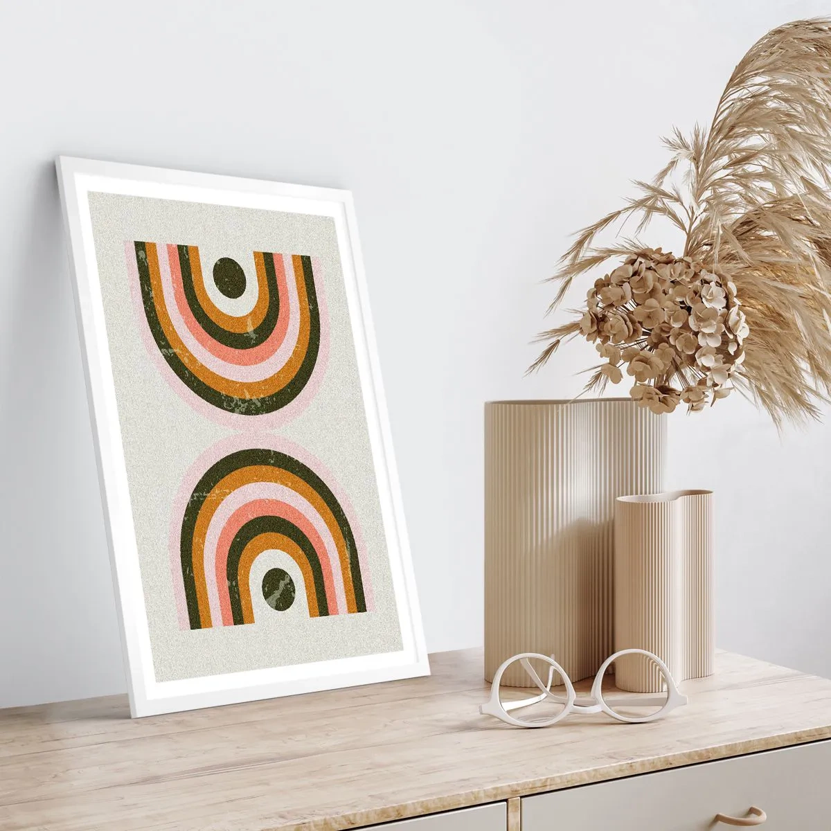 Poster in einem weißen Rahmen - Zwillingsabstraktion - 70x100 cm