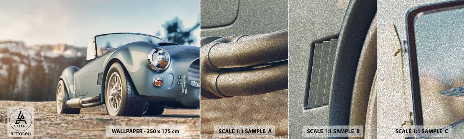 Fototapeten Muster Premium Sand - Denn Stil zählt - Auto, Cabriolet, Reise - 100x30 cm