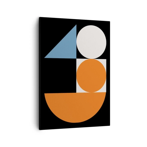 Bild auf Leinwand - Leinwandbild - Geometrisches Muster mit bunten Formen auf schwarzem Hintergrund - 50x70cm - Bebilderte Anordnung - Moderne Wanddekoration für Wohnzimmer und Schlafzimmer ARTTOR