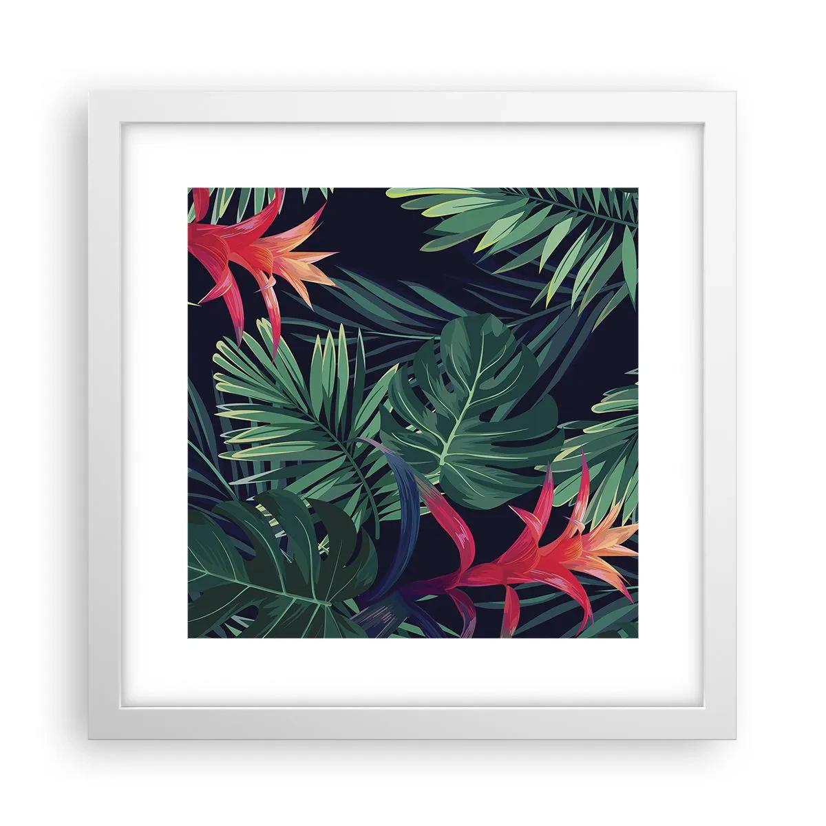 Poster in einem weißen Rahmen - Im Grünen in Flammen gehen - 30x30 cm