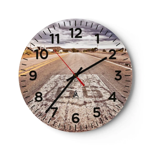 Wanduhr - Glasuhr - Mother Road - eine amerikanische Legende - 40x40 cm