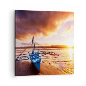 Bild auf Leinwand - Leinwandbild - Nach einem Tag sich im Sand ausstrecken - 70x70 cm