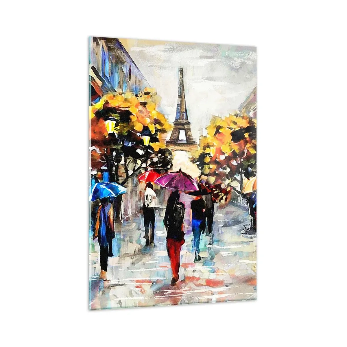 Glasbild - Bild auf glas - Ein Herbstspaziergang in Paris mit Blick auf den Eiffelturm - 80x120cm - Besonders schön im Herbst - Moderne Wanddekoration für Wohnzimmer und Schlafzimmer ARTTOR