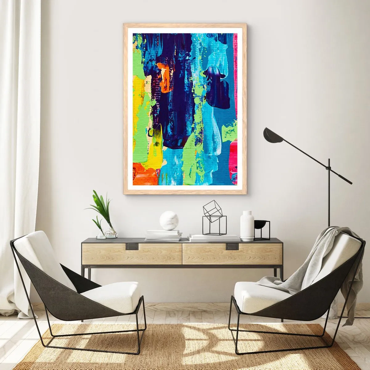 Poster in einem Rahmen aus heller Eiche - Das Leben ist wunderschoen! - 61x91 cm