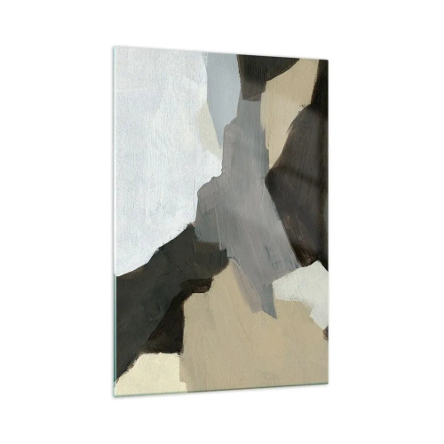 Glasbild - Bild auf glas - Abstrakte Formen in Beige-, Braun- und Grautönen - 70x100cm - Abstraktion: Scheideweg des Graus - Moderne Wanddekoration für Wohnzimmer und Schlafzimmer ARTTOR