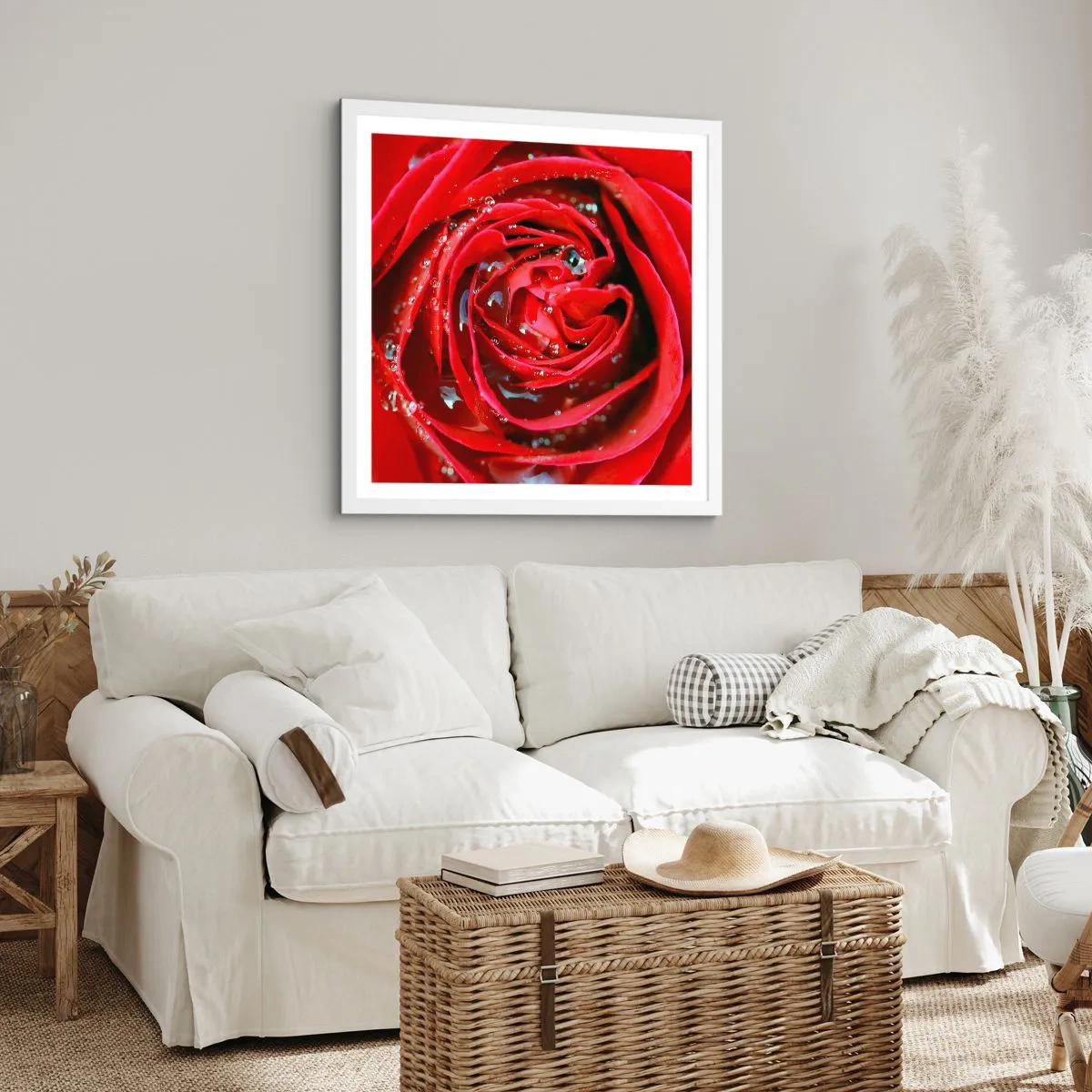 Poster in einem weißen Rahmen - In den Tautropfen - 40x40 cm