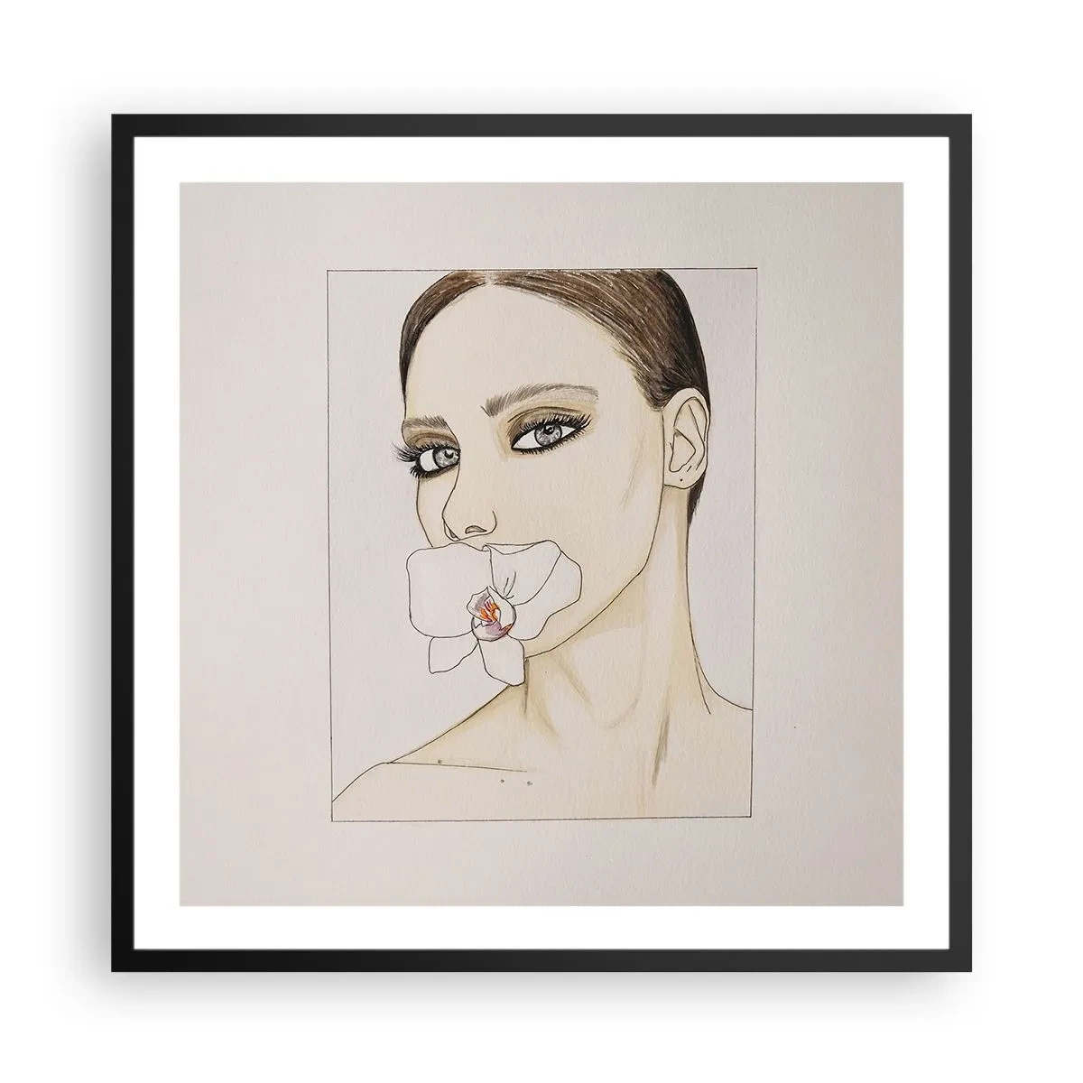 Poster in einem schwarzem Rahmen - Ein Symbol für Eleganz und Schönheit - 60x60 cm