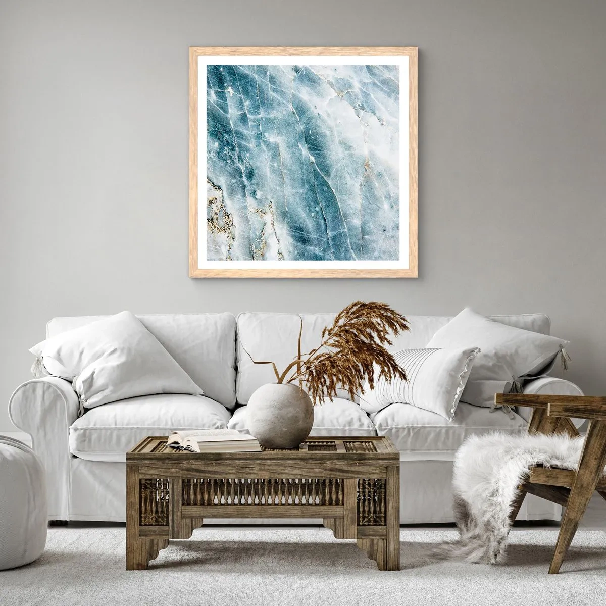 Poster in einem Rahmen aus heller Eiche - Eiswelt - 60x60 cm