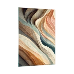 Glasbild - Bild auf glas - Bunte Schichten, die an Fels- und Sandfalten erinnern - 50x70cm - Moment vor der Veränderung - Moderne Wanddekoration für Wohnzimmer und Schlafzimmer ARTTOR