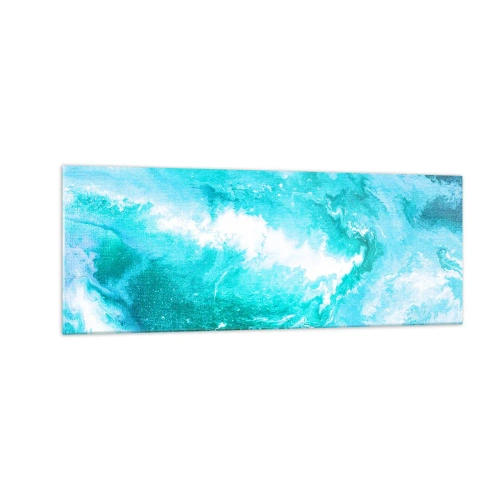 Glasbild - Bild auf glas - Abstrakter Wirbel in Blautönen - 140x50cm - Im Kern des Elements - Moderne Wanddekoration für Wohnzimmer und Schlafzimmer ARTTOR