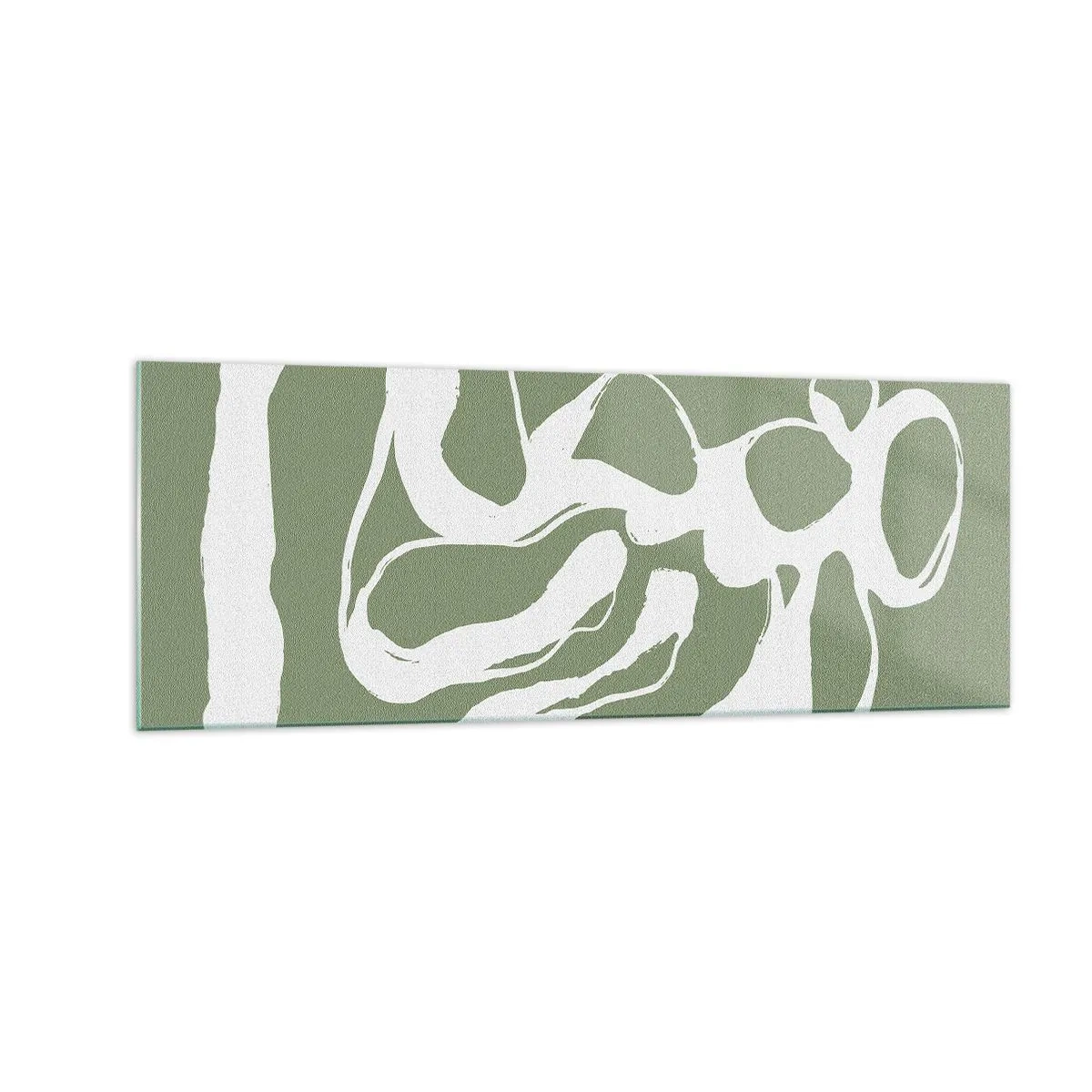 Glasbild - Bild auf glas - Organische Formen in Weiß auf grünem Hintergrund - 140x50cm - Ruf des Weltraums - Moderne Wanddekoration für Wohnzimmer und Schlafzimmer ARTTOR