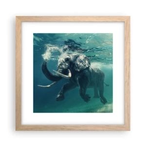 Poster in einem Rahmen aus heller Eiche - Jeder schwimmt gerne - 30x30 cm
