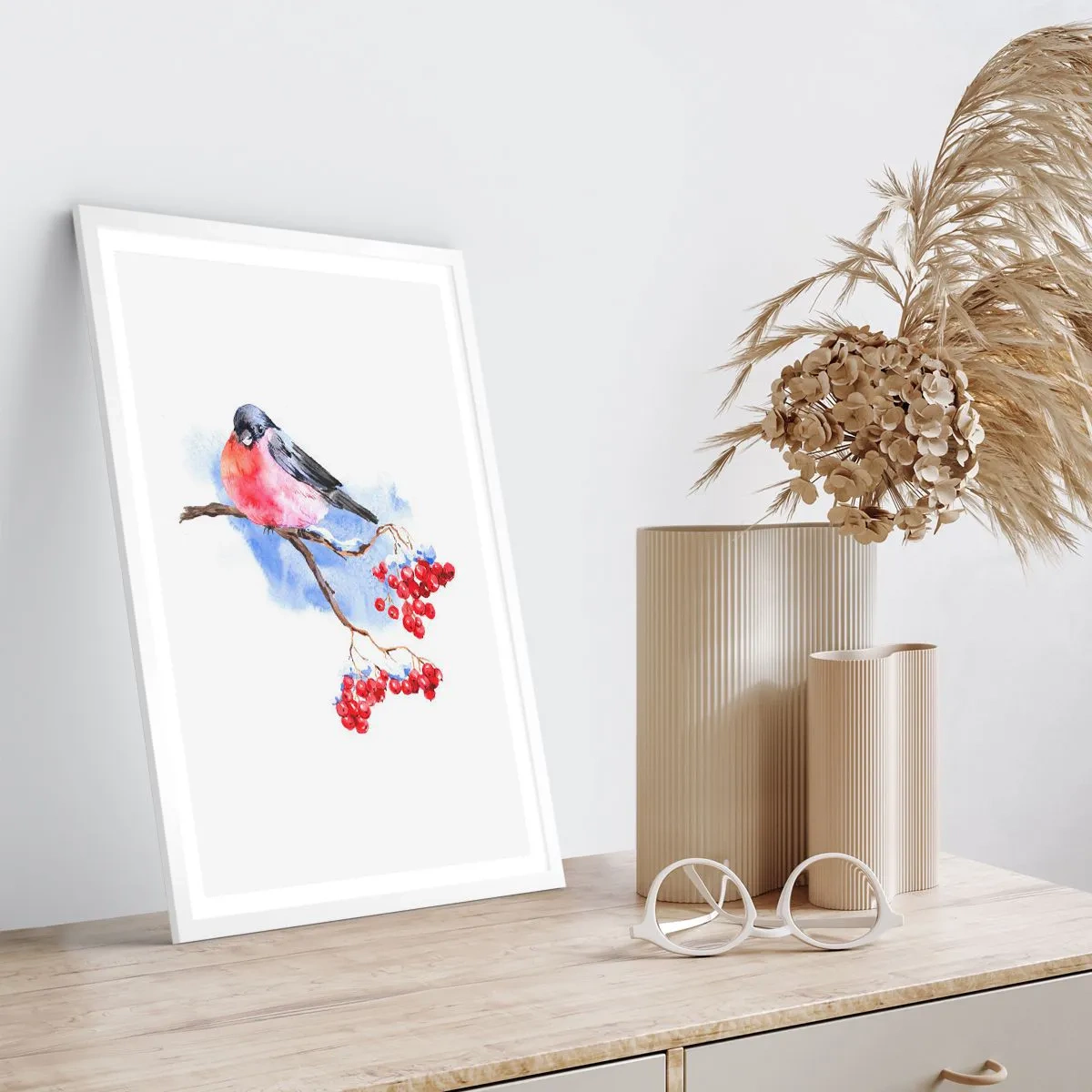 Poster in einem weißen Rahmen - Winter in Farbe - 70x100 cm