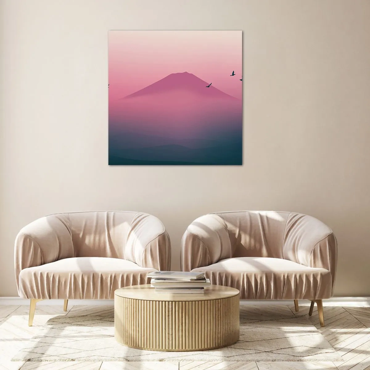 Glasbild - Bild auf glas - Wanderer über den Wolken - 40x40 cm