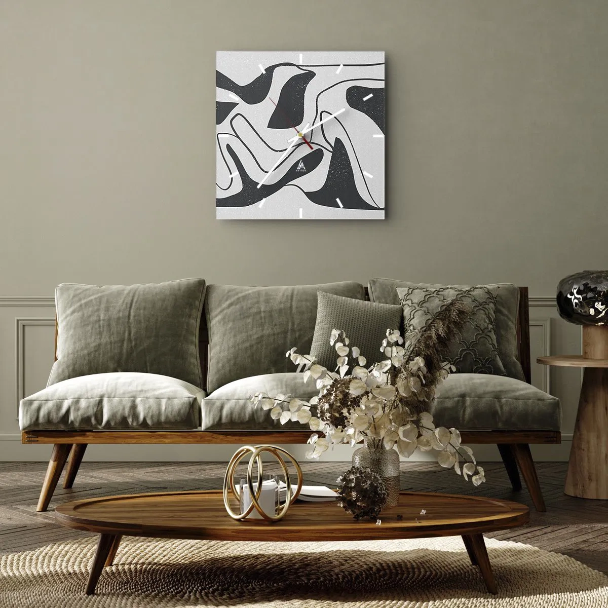 Wanduhr - Glasuhr - Abstraktes Spiel im Labyrinth - 30x30 cm