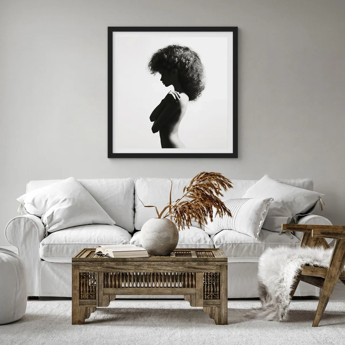Poster in einem schwarzem Rahmen - Wie eine Blume auf einem schlanken Stiel - 30x30 cm