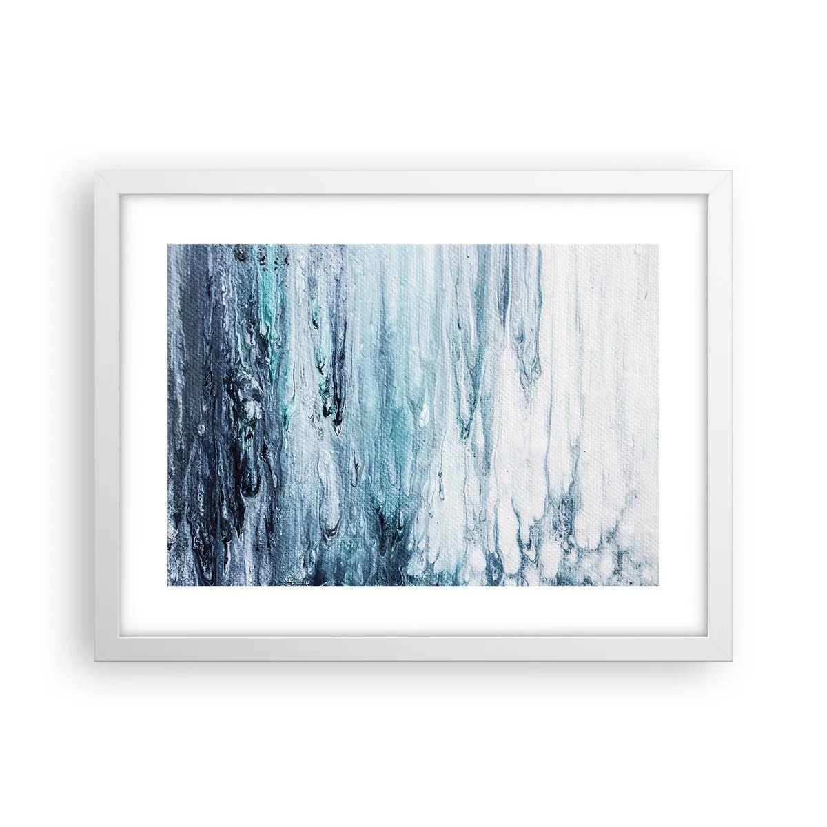 Poster in einem weißen Rahmen - Blaue Eiszapfen - 40x30 cm