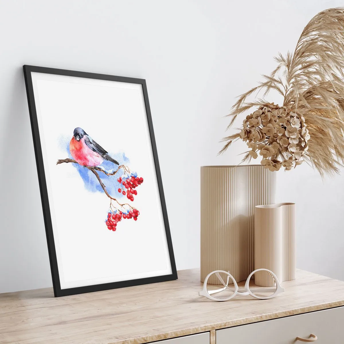 Poster in einem schwarzem Rahmen - Winter in Farbe - 70x100 cm