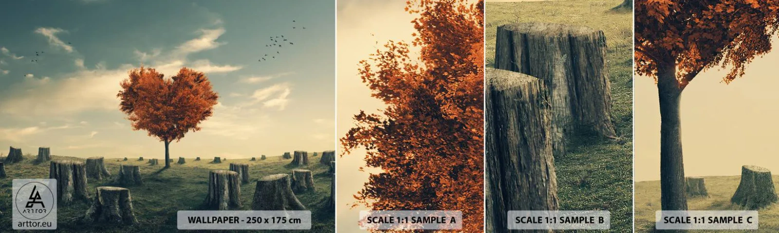 Fototapetenmuster Standard Eco - Es gibt noch Hoffnung - Abstraktion, Landschaft, Baum - 100x30 cm