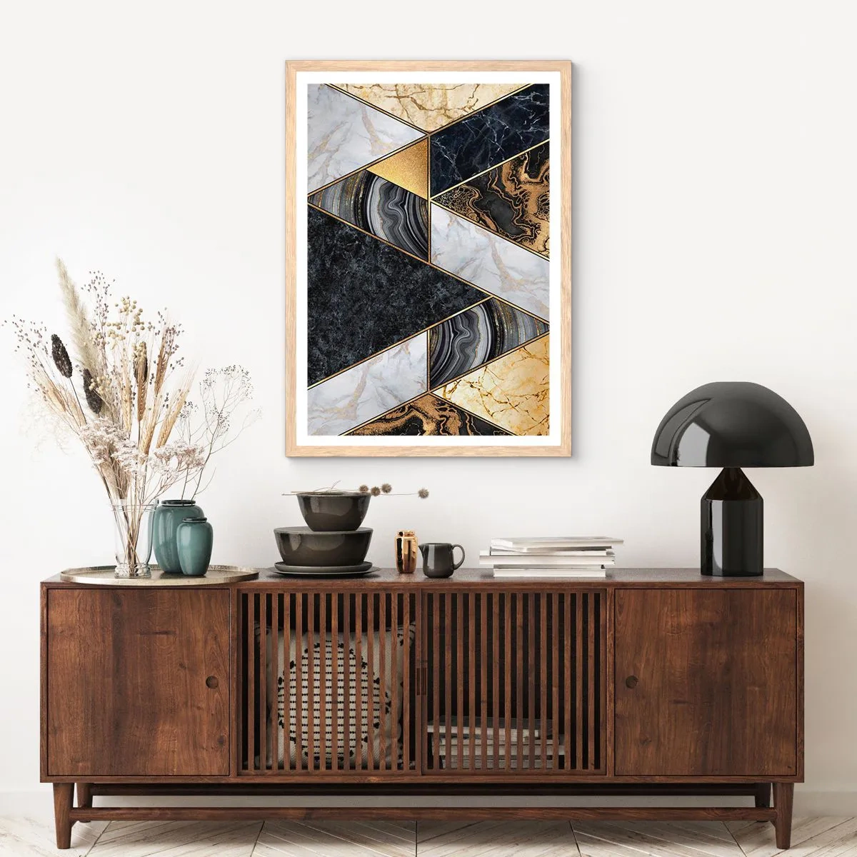 Poster in einem Rahmen aus heller Eiche - Stein um Stein - 70x100 cm