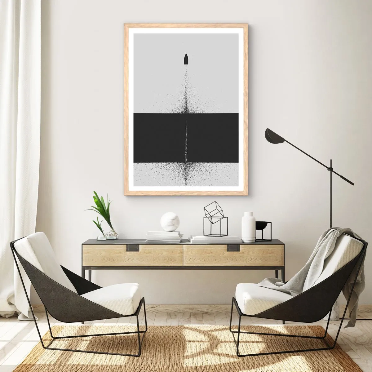 Poster in einem Rahmen aus heller Eiche - Direkt zum Ziel - 30x40 cm