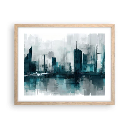 Poster in einem Rahmen aus heller Eiche - Eine Stadt in der Farbe des Regens - 50x40 cm