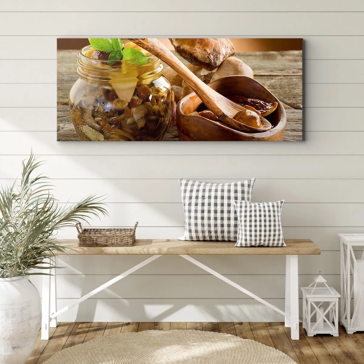 Bild auf Leinwand - Leinwandbild - Ob frisch oder gesalzen, oder in der Herbstsaison ... - 90x30 cm