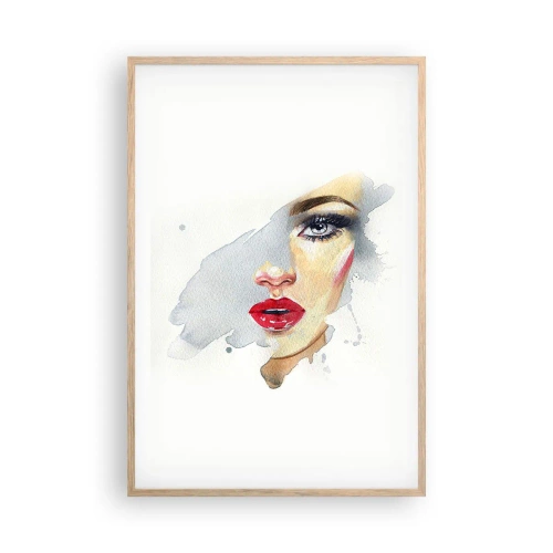 Poster in einem Rahmen aus heller Eiche - Abspiegeln in einem Wassertropfen - 61x91 cm