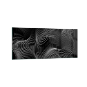Glasbild - Bild auf glas - Abstrakte weiße Linien auf schwarzem Hintergrund - 120x50cm - Lichttanz im Raum - Moderne Wanddekoration für Wohnzimmer und Schlafzimmer ARTTOR