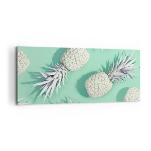 Bild auf Leinwand - Leinwandbild - Weiße Ananas auf pastellfarbenem Hintergrund im minimalistischen Stil - 120x50cm - Das passt gut zu Minze - Moderne Wanddekoration für Wohnzimmer und Schlafzimmer ARTTOR