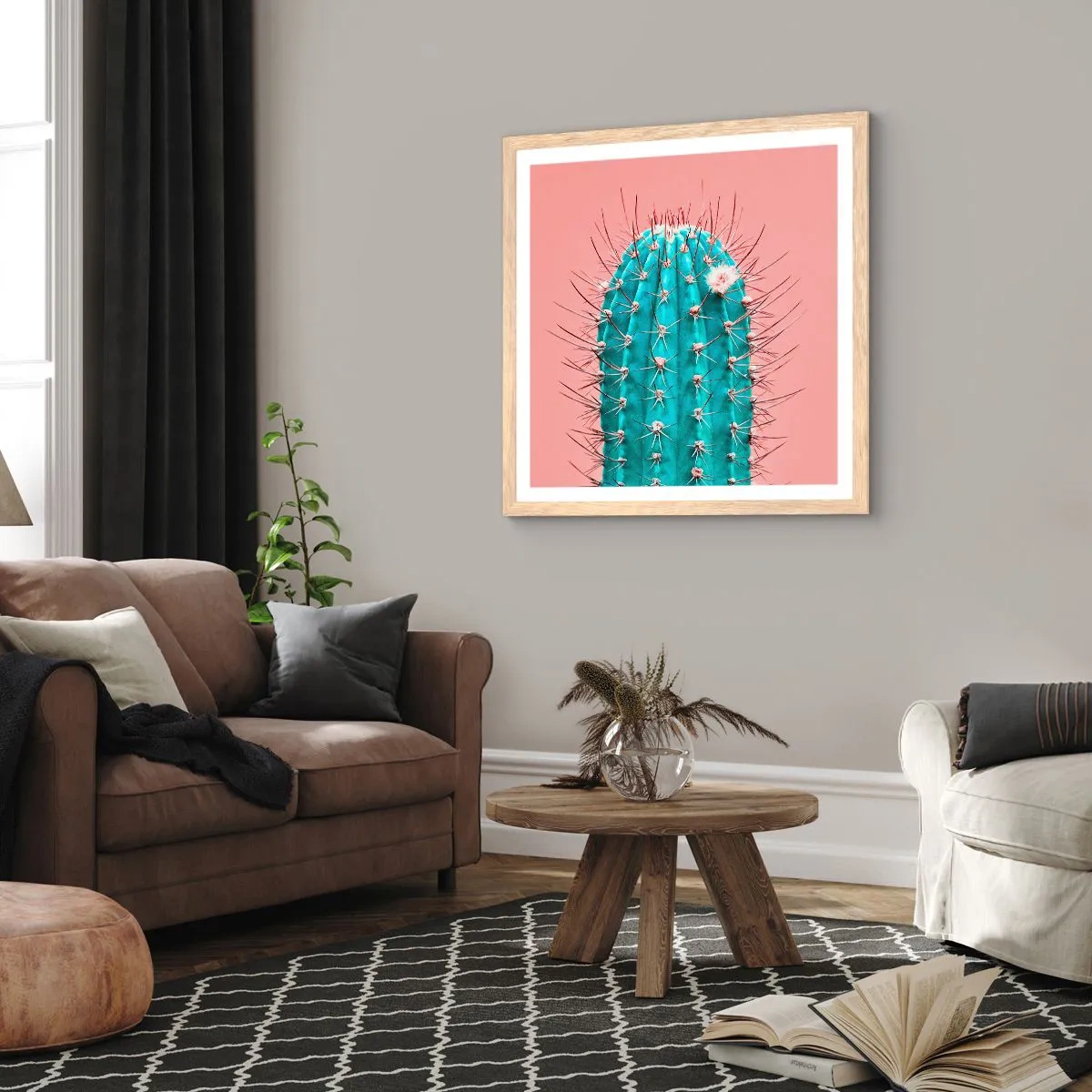 Poster in einem Rahmen aus heller Eiche - Schau einfach hin - 30x30 cm