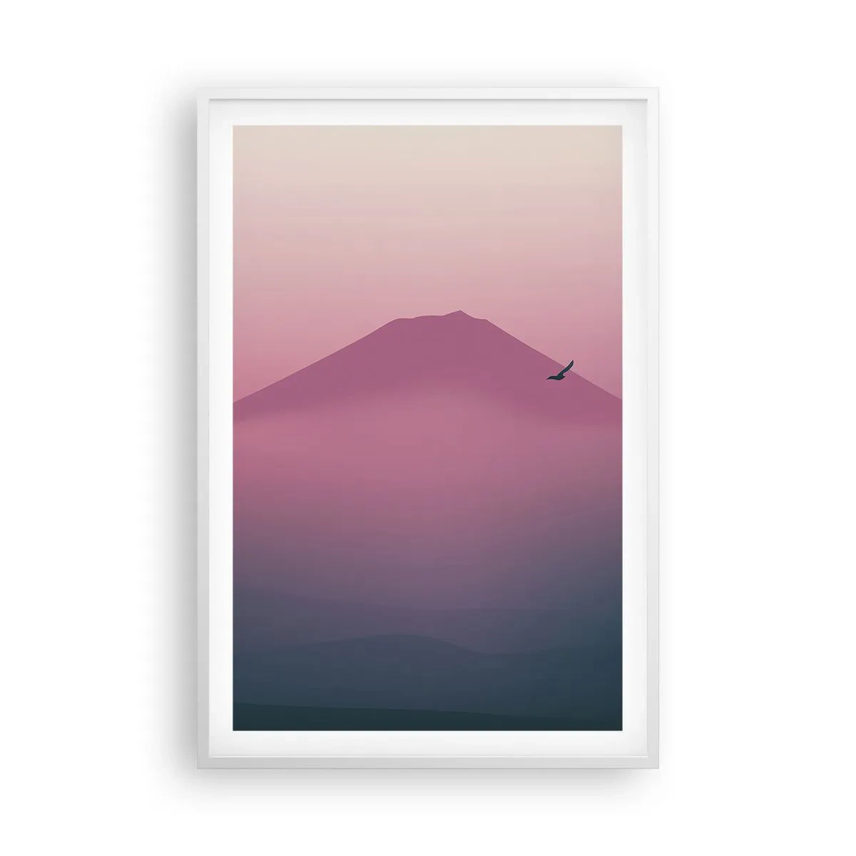 Poster in einem weißen Rahmen - Wanderer über den Wolken - 61x91 cm