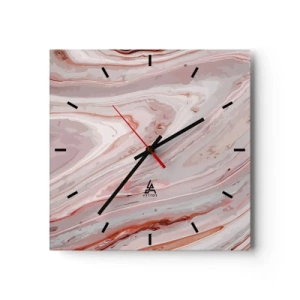Wanduhr - Glasuhr - Rosa Flüssigkeit - 40x40 cm