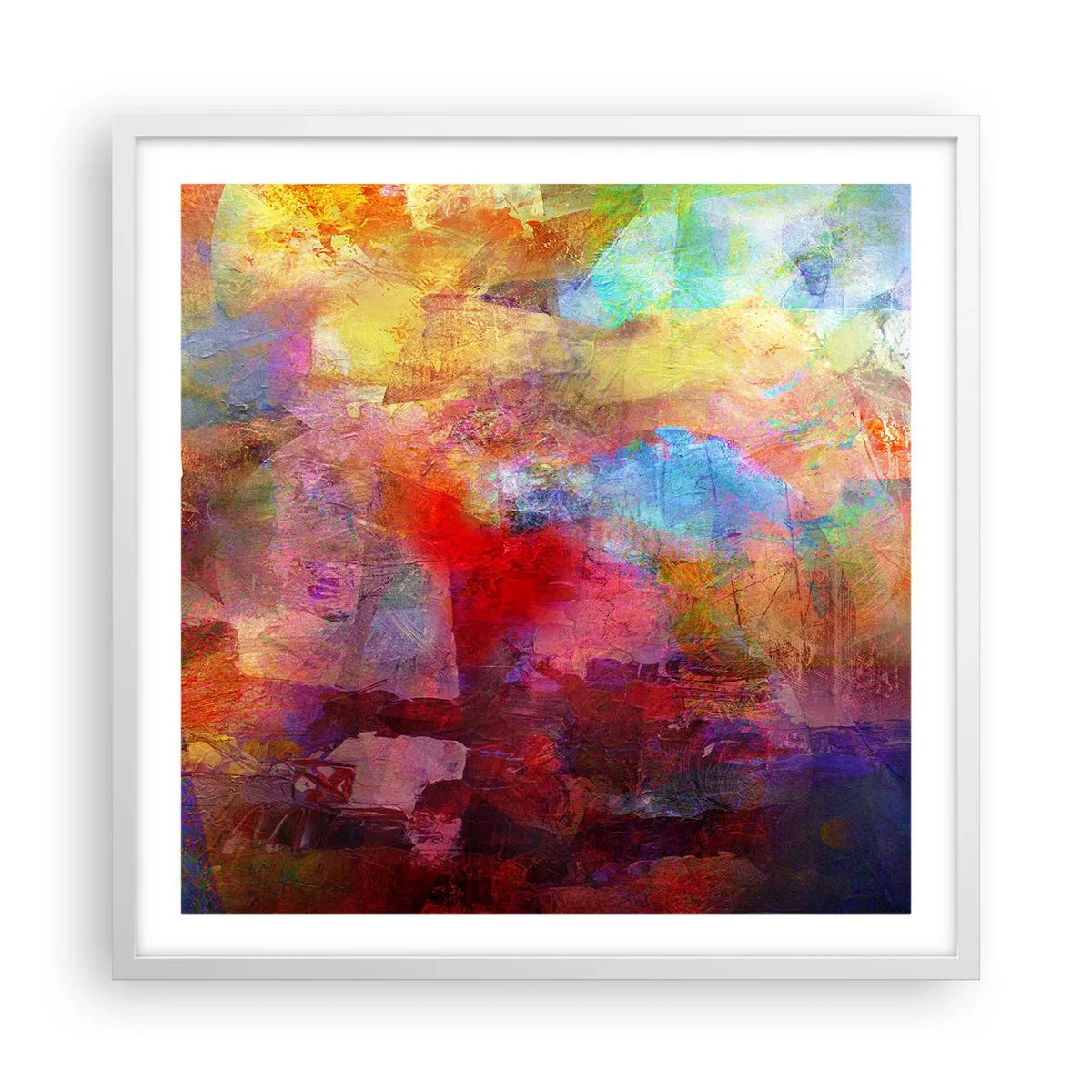 Poster in einem weißen Rahmen - Schau in den Regenbogen - 60x60 cm