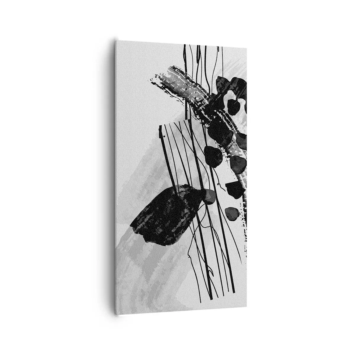 Bild auf Leinwand - Leinwandbild - Organische Schwarz-Weiß-Abstraktion - 65x120 cm